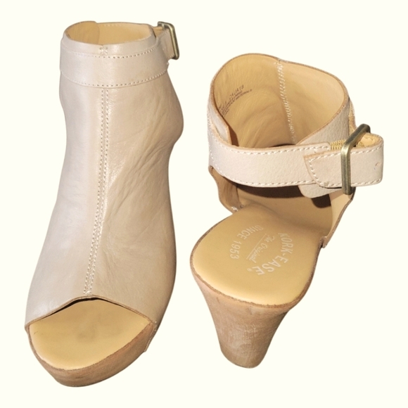 Kork-Ease Caua18 Women's Cream Peep-Toe Wedge Ankle Sandals 9M - Picture 2 of 7
